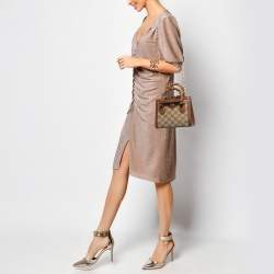 Pre Owned Gucci Brown/Beige GG Canvas Mini Crystal Diana Tote