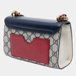 Pre Owned Gucci Beige Brown Small GG Supreme Padlock Crossbody