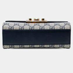 Pre Owned Gucci Beige Brown Small GG Supreme Padlock Crossbody