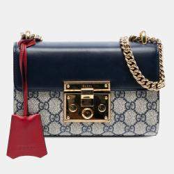 Pre Owned Gucci Beige Brown Small GG Supreme Padlock Crossbody