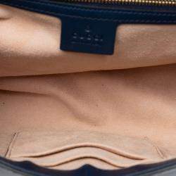Pre Owned Gucci Blue Medium Guccissima Padlock Shoulder Bag