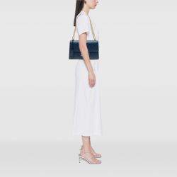 Pre Owned Gucci Blue Medium Guccissima Padlock Shoulder Bag