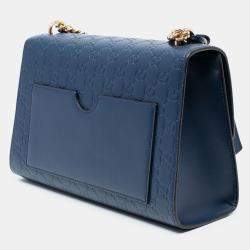 Pre Owned Gucci Blue Medium Guccissima Padlock Shoulder Bag