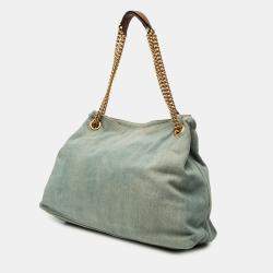 Pre Owned Gucci Blue Medium Denim Soho Chain Tote