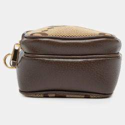 Pre Owned Gucci Beige Brown Micro Jumbo GG Canvas Web Top Handle Bag