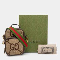 Pre Owned Gucci Beige Brown Micro Jumbo GG Canvas Web Top Handle Bag