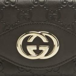 Pre Owned Gucci Dark Brown Guccissima Leather Interlocking G Continental Wallet