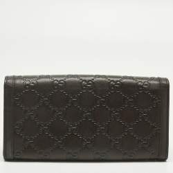 Pre Owned Gucci Dark Brown Guccissima Leather Interlocking G Continental Wallet