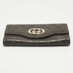 Pre Owned Gucci Dark Brown Guccissima Leather Interlocking G Continental Wallet