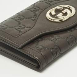 Pre Owned Gucci Dark Brown Guccissima Leather Interlocking G Continental Wallet