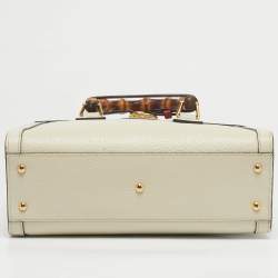 Pre Owned Gucci Off White Leather Small Bamboo Diana Tote