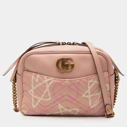Pre Owned Gucci Pink GG Marmont Matelasse Leather Gucci Ghost Crossbody