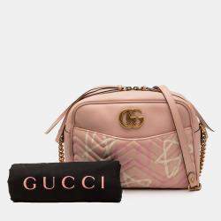 Pre Owned Gucci Pink GG Marmont Matelasse Leather Gucci Ghost Crossbody