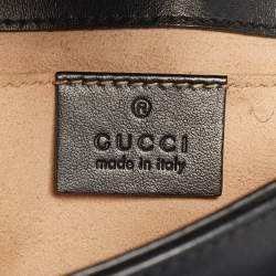 Pre Owned Gucci Black Matelassé Leather Mini GG Marmont Shoulder Bag
