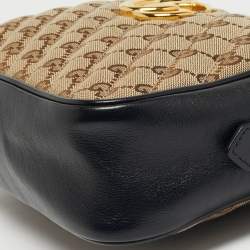 Pre Owned Gucci Black/Beige GG Canvas and Leather Small GG Marmont Camera Bag