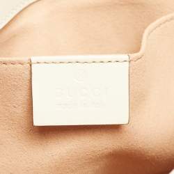 Pre Owned Gucci Off White Matelassé Leather Mini GG Marmont Shoulder Bag
