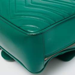 Pre Owned Gucci Green Matelasse Leather GG Marmont Camera Top Handle Bag