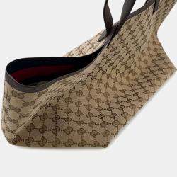 Pre Owned Gucci GG Canvas Tortissima Tote Bag Beige Canvas Leather