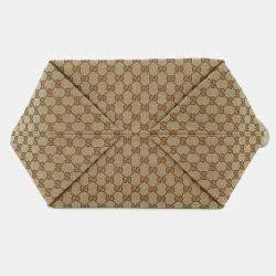 Pre Owned Gucci GG Canvas Tortissima Tote Bag Beige Canvas Leather