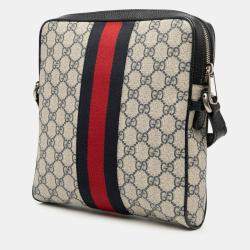 Pre Owned Gucci Small GG Supreme Web Ophidia Messenger Bag