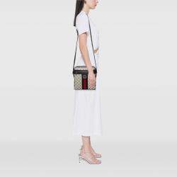 Pre Owned Gucci Small GG Supreme Web Ophidia Messenger Bag