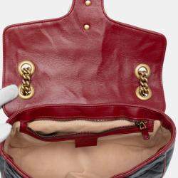 Pre Owned Gucci Medium GG Marmont Matelasse Diagonal Leather Torchon Shoulder Bag