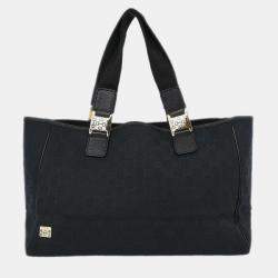 Pre Owned Gucci Black GG Tote Bag