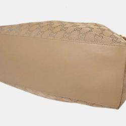 Pre Owned Gucci Beige Canvas Bamboo GG Handbag