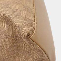 Pre Owned Gucci Beige Canvas Bamboo GG Handbag