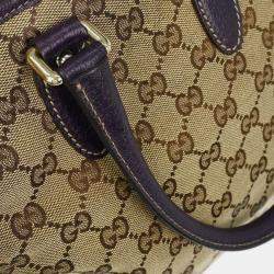 Pre Owned Gucci Brown Beige Jackie Tote Bag