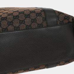 Pre Owned Gucci Brown Bamboo GG Handbag