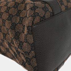 Pre Owned Gucci Brown Bamboo GG Handbag