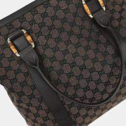 Pre Owned Gucci Brown Bamboo GG Handbag