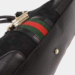 Pre Owned Gucci Black Canvas GG Handbag