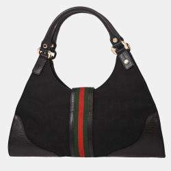 Pre Owned Gucci Black Canvas GG Handbag