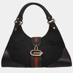 Pre Owned Gucci Black Canvas GG Handbag