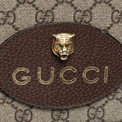Pre Owned Gucci Brown Medium GG Supreme Web Neo Vintage Double Flap Messenger Bag