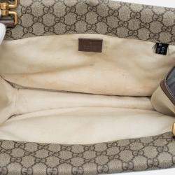 Pre Owned Gucci Brown Medium GG Supreme Web Neo Vintage Double Flap Messenger Bag