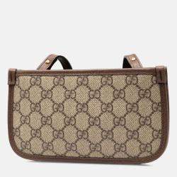 Pre Owned Gucci Beige Brown GG Supreme Web Ophidia Crossbody