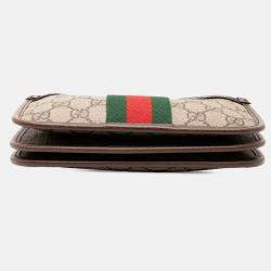 Pre Owned Gucci Beige Brown GG Supreme Web Ophidia Crossbody