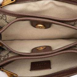 Pre Owned Gucci Beige Brown GG Supreme Web Ophidia Crossbody