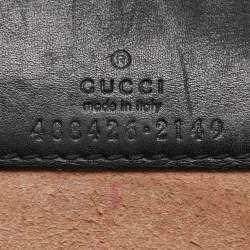 Pre Owned Gucci Black Animal Studs Matelasse Leather Mini GG Marmont Chain Clutch