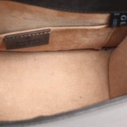 Pre Owned Gucci Metallic Black Leather Mini Web Chain Sylvie Crossbody Bag