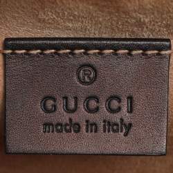 Pre Owned Gucci Metallic Black Leather Mini Web Chain Sylvie Crossbody Bag