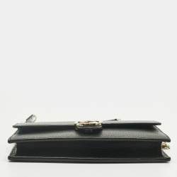 Pre Owned Gucci Black Leather Interlocking G Wallet On Chain