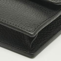 Pre Owned Gucci Black Leather Interlocking G Wallet On Chain