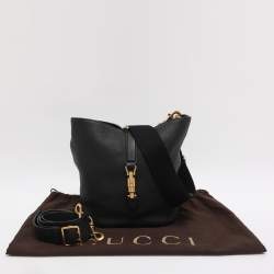 Pre Owned Gucci Black Leather Jackie Bucket bag