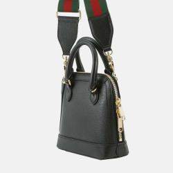 Pre Owned Gucci Black Adidas Mini Leather Horsebit 1955 Top Handle Bag