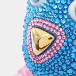 مملوكة مسبقًا حقيبة كتف غوتشي GG دمية دب سواروفسكي زرقاء متعددة الألوان