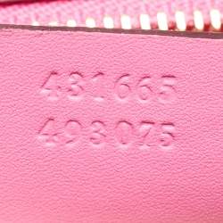 Pre Owned Gucci Fuchsia Leather Medium Web Sylvie Top Handle Bag